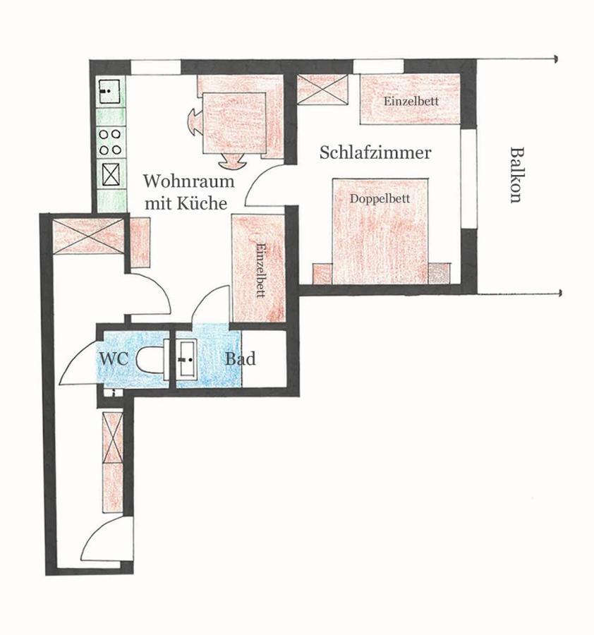 Apartment mit 1 Schlafzimmer und Balkon